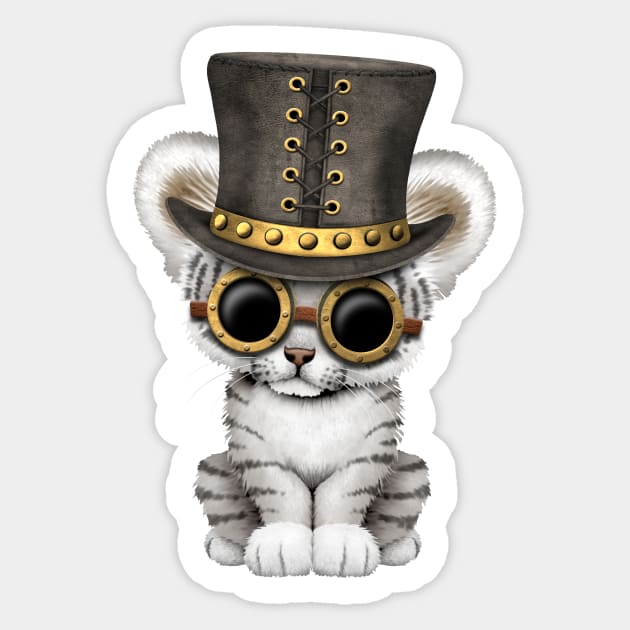 Cute Steampunk White Tiger Sticker by jeffbartels